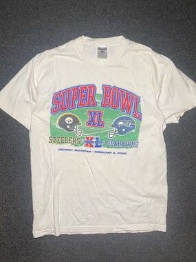 Vintage steelers vs Seahawks nfl Super Bowl xl 2006 graphic shirt size large